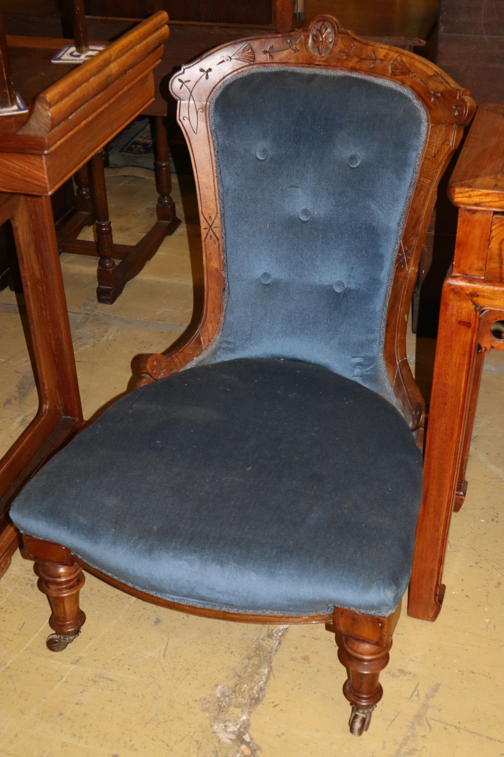 A Victorian open armchair and a matching nursing chair